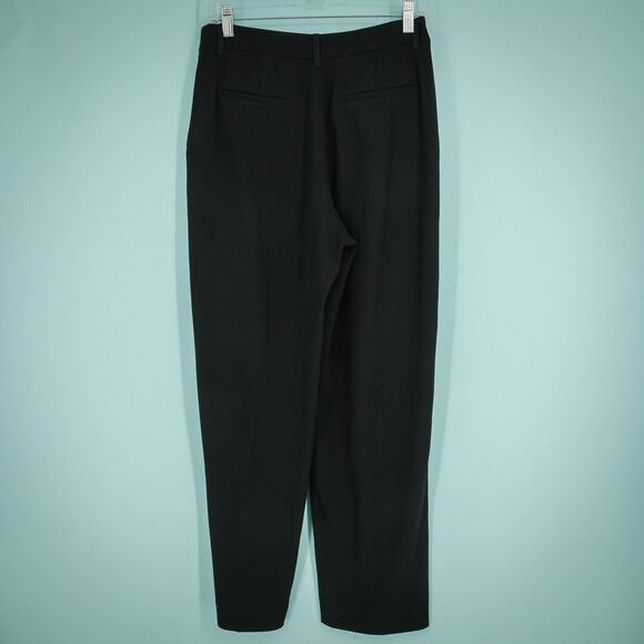 MM Lafleur Size 2 Black Pleated Button Zip Tapered Leg Ankle Length Career Pants - Picture 2 of 5
